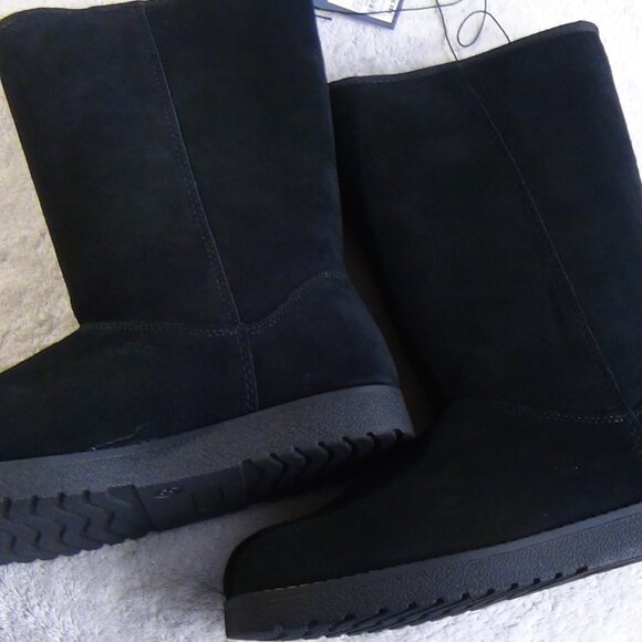 Universal Thread Women's Sarah Black Suede Leather Shearling Winter Boots Size 8 - Picture 6 of 16